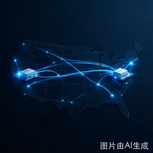 US logistics map showing East Coast and West Coast warehousing hubs
